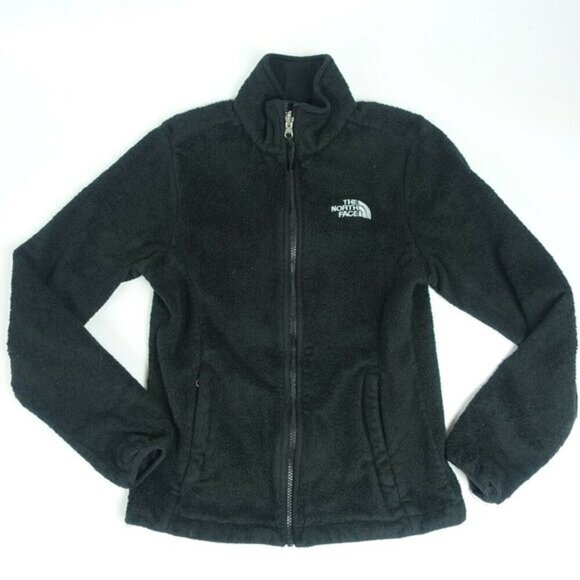 The North Face Logo Black Soft Fleece‎ Full Zip Up Jacket Women Size XS - Picture 1 of 8
